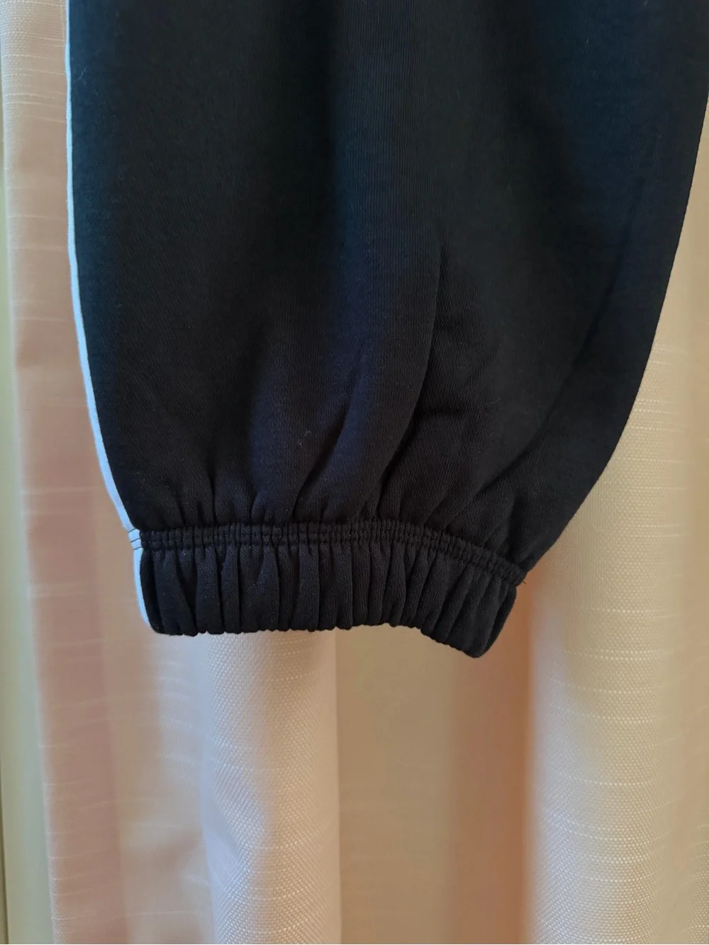 Black Track Pants with White Side Stripes